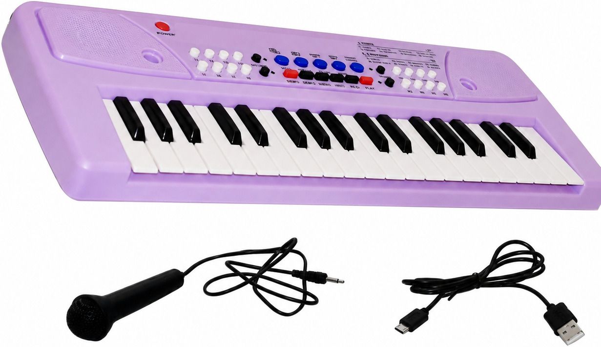 Kids 37-Key Electronic Musical Piano Keyboard with Mic, USB, Recording & Purple-image-16