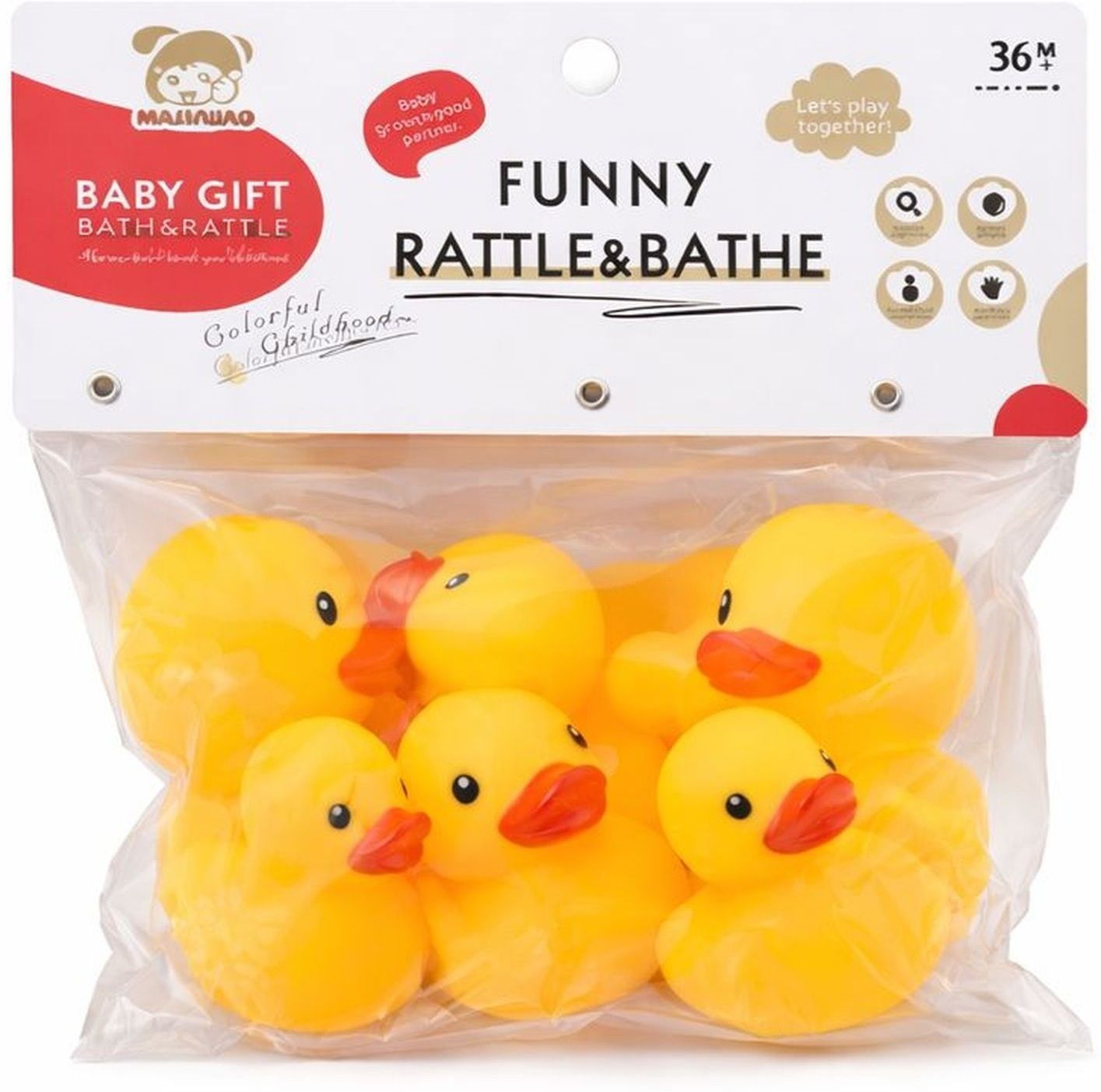 hi mom Baby Bath Duck Family Set of 6 Floating Squeaky Rubber Ducks-picture-31