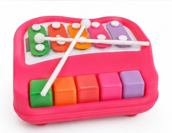 joyloot 2-in-1 Piano Xylophone for Kids | Multicolor 5 Key Musical Toy with Mallets-picture-10
