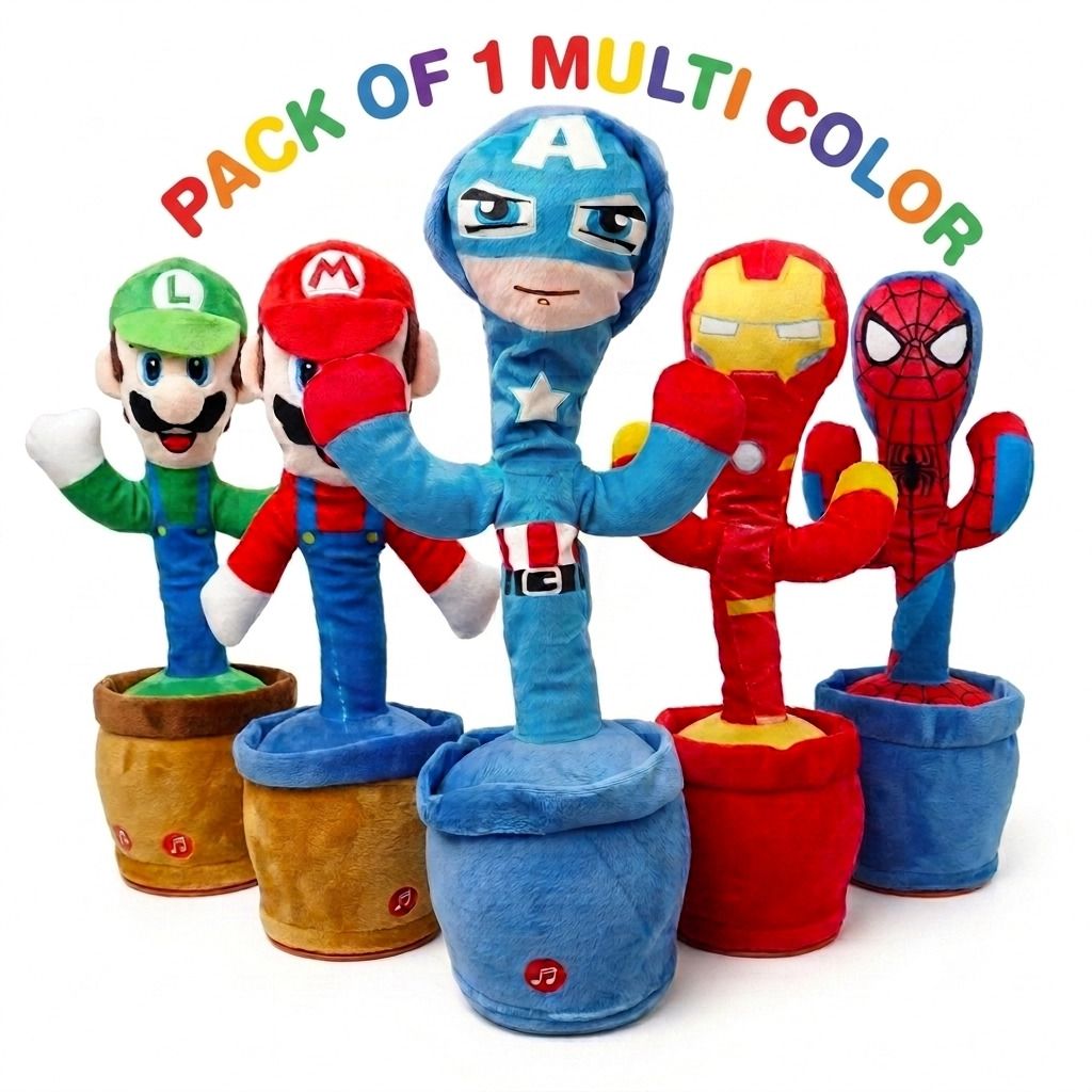 Dancing Cactus Talking Plush Toy with Music LED Lights Multicolor Pack of 1-image-12
