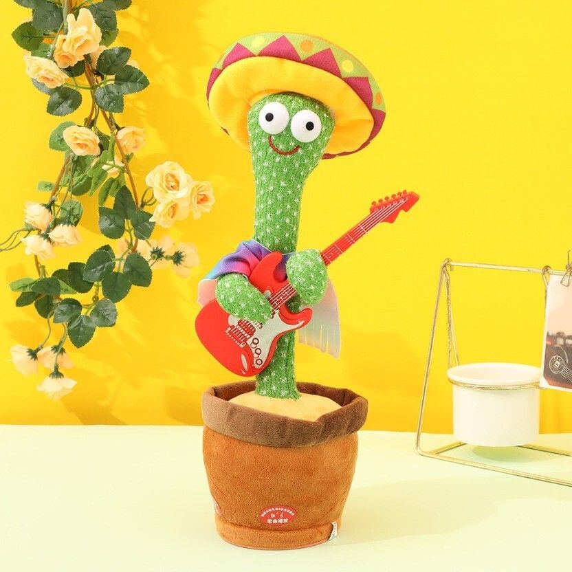 Dancing Cactus Toy For Baby,Kids,Boys,Girls (Guitar)|Dancing Cactus Plush Toy|Dancing Cactus Talking with Light|Wriggle & Singing Recording Repeat What You Say Talk Back Toys for Kids Baby