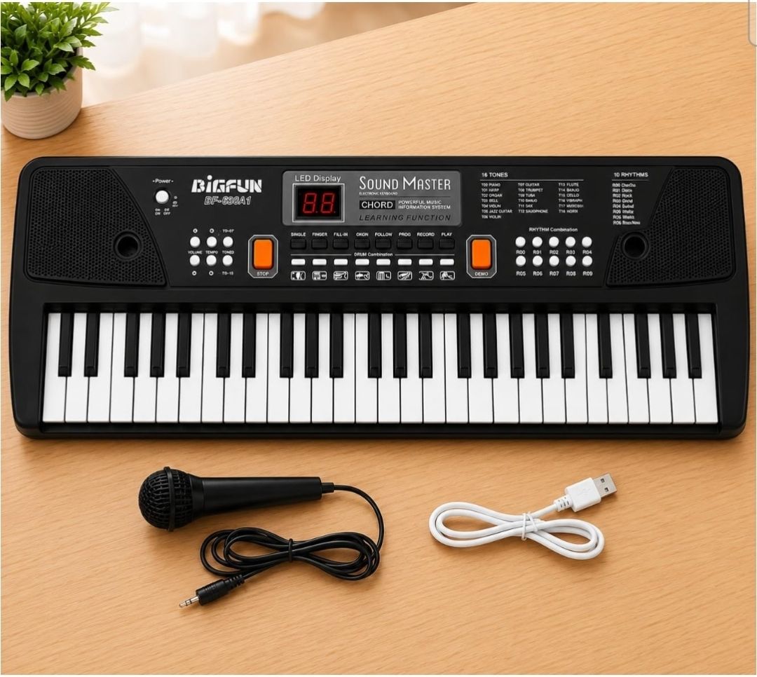 61 Keys Electronic Keyboard Piano with Microphone, USB Charging, LED Displays-image-27