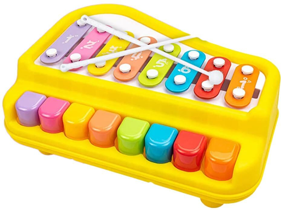 hkc house 2 in 1 Baby Piano Xylophone Toy 8 Multicolored Key Keyboard image 1