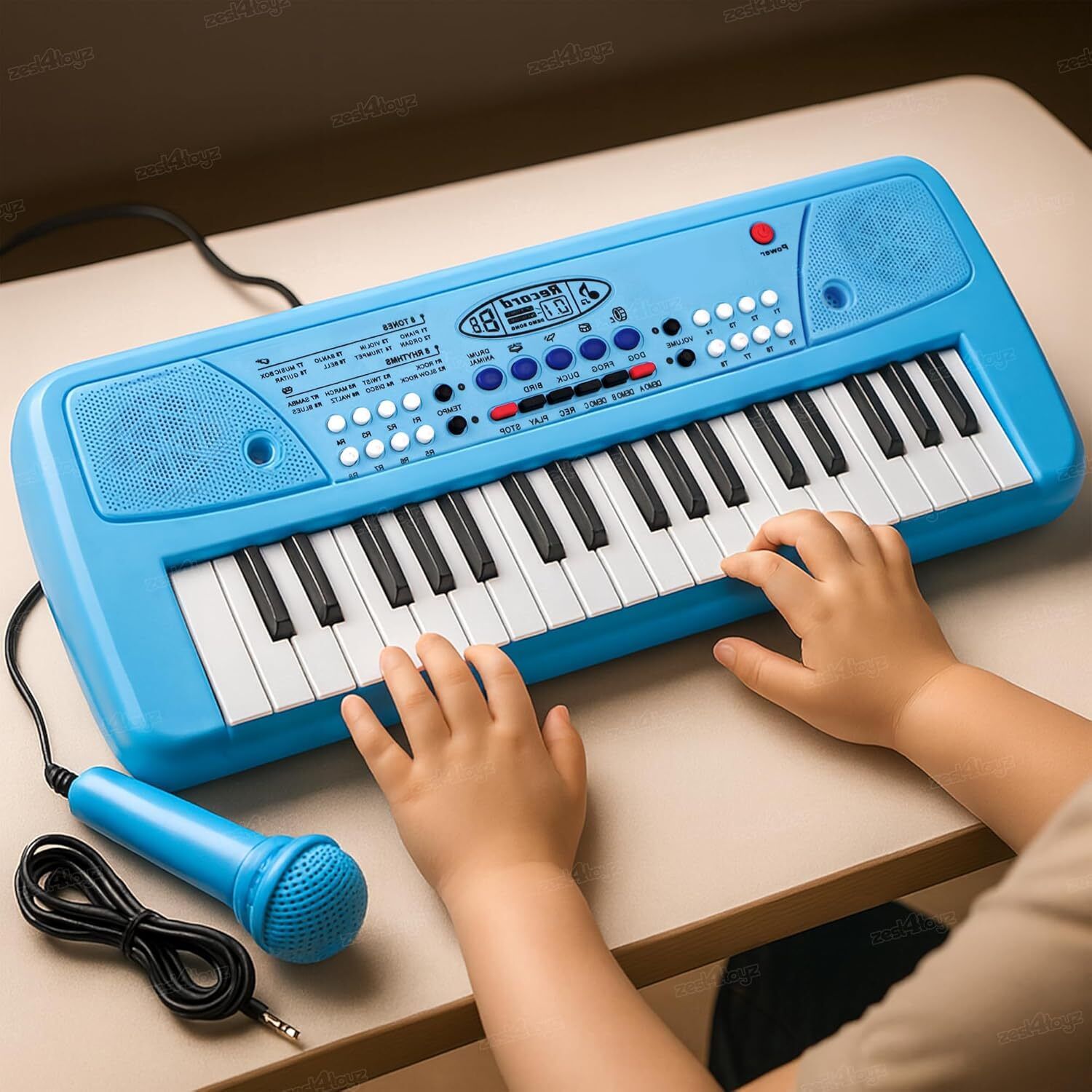 jericos 37 Keys Electronic Piano Keyboard Toy with Mic & Recording - Blue-picture-20