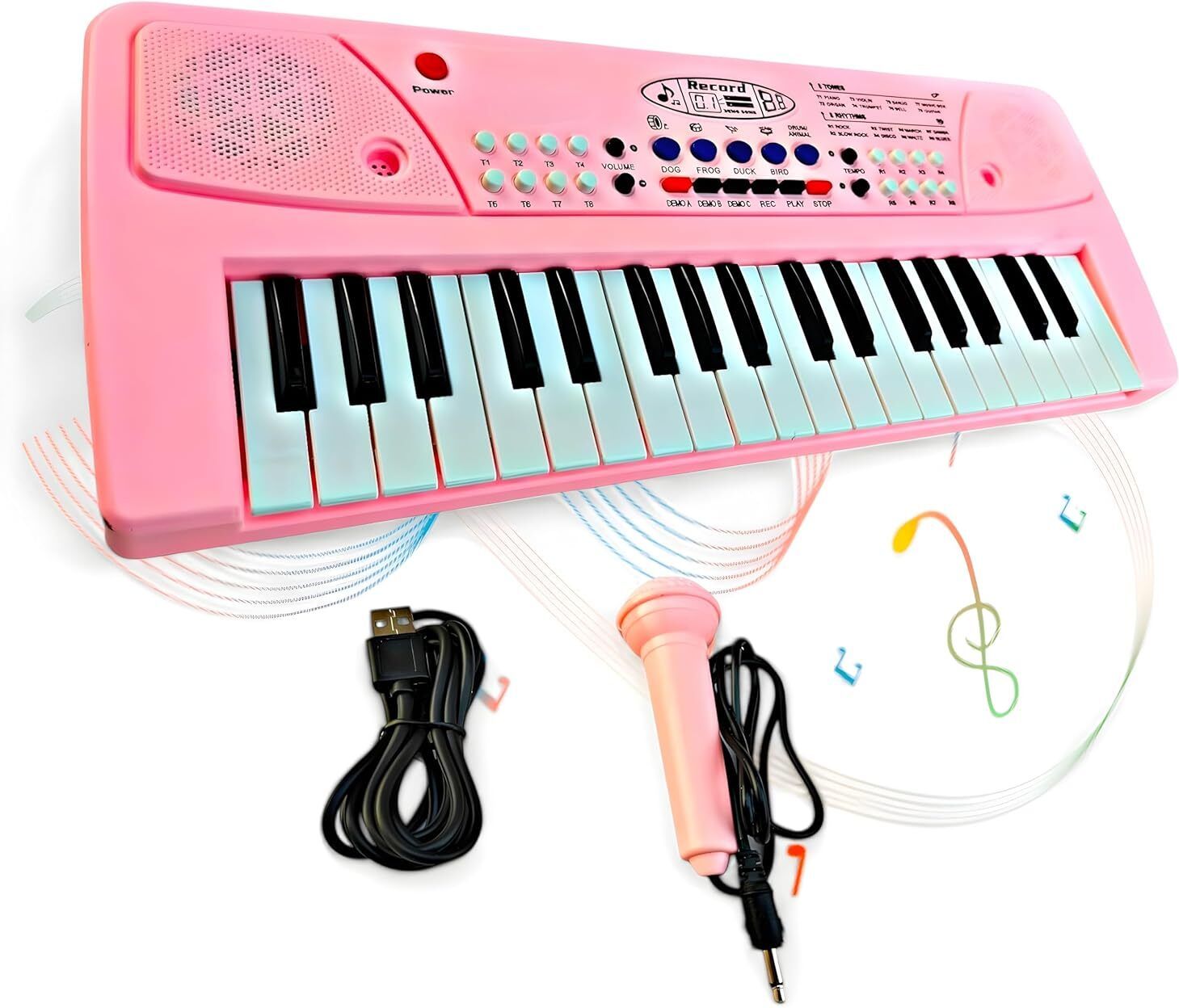 jericos Kids Piano Keyboard with Microphone, 37 Keys, 8 Rhythms, 8 Tones)-picture-33