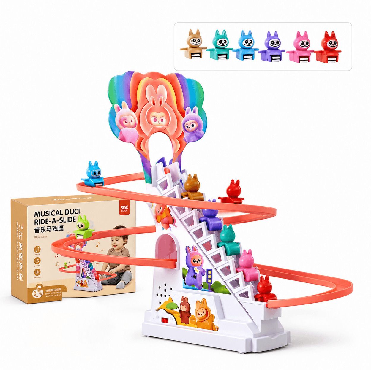 Labubu Slide Toy for Kids with Musical Stair Climbing Gift for Boys & Girls-image-5