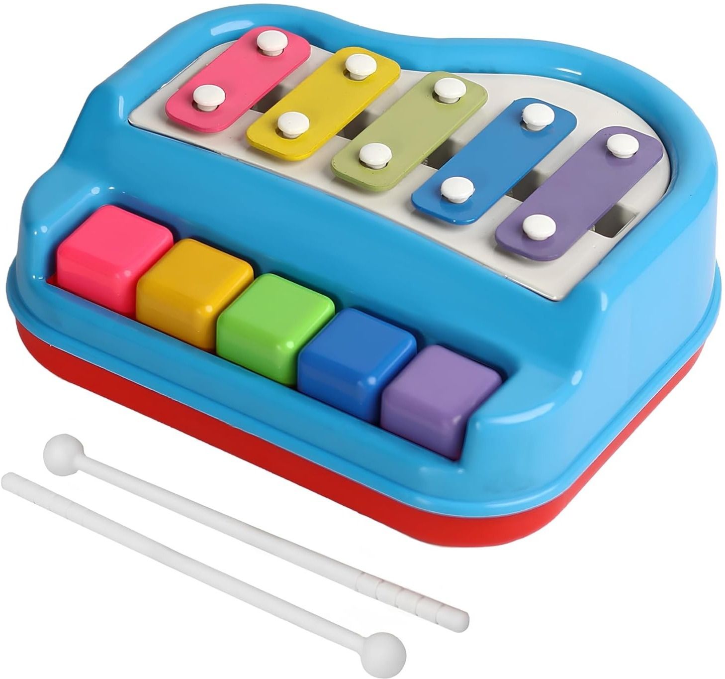 khyali 2-IN-1 Mini Piano and Xylophone Toy with Colorful Keys & 2 Mallets for Kids|K034-picture-14