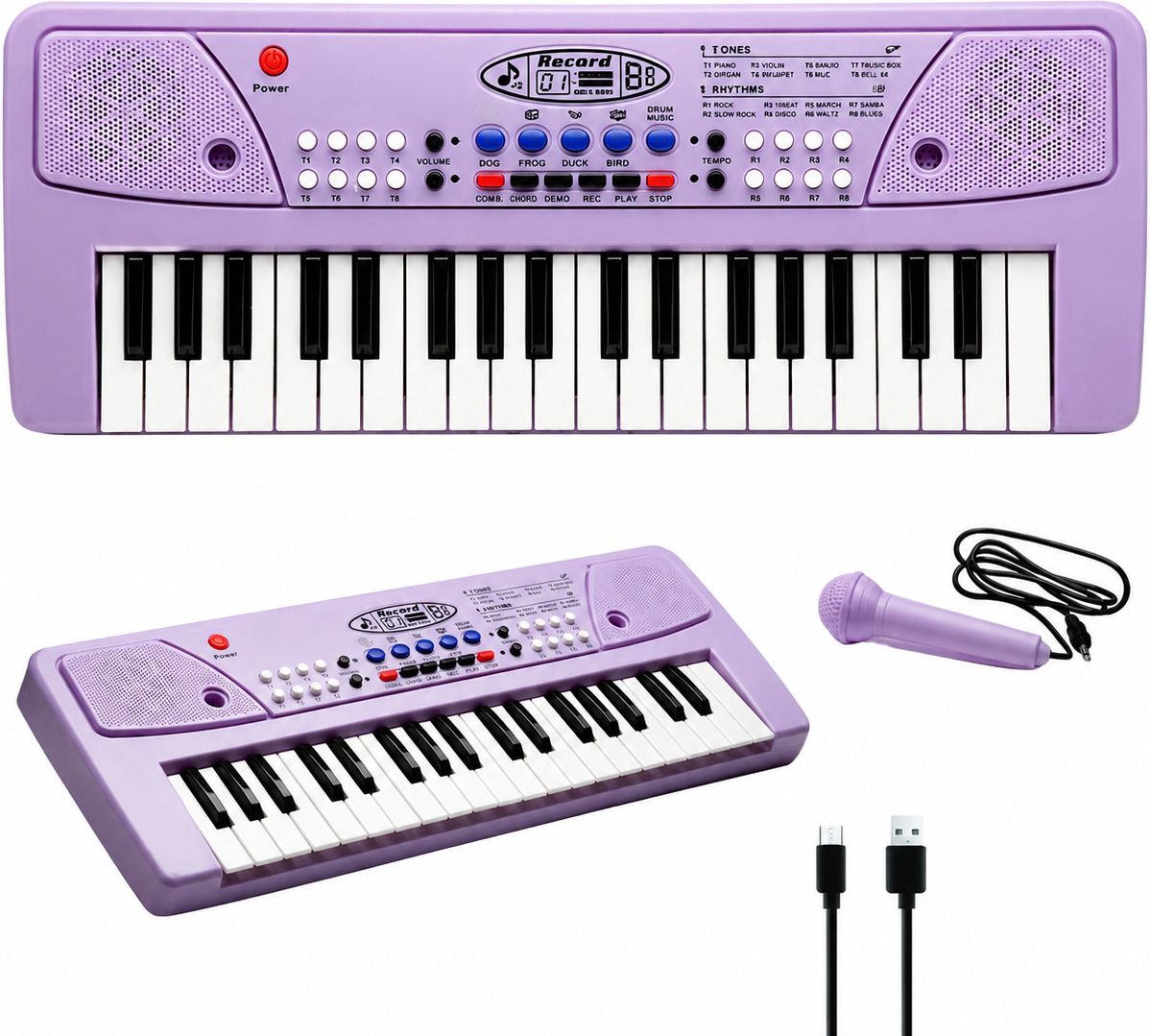 37-Key Musical Keyboard for Kids with Mic, USB & Record Function - Purple-image-11
