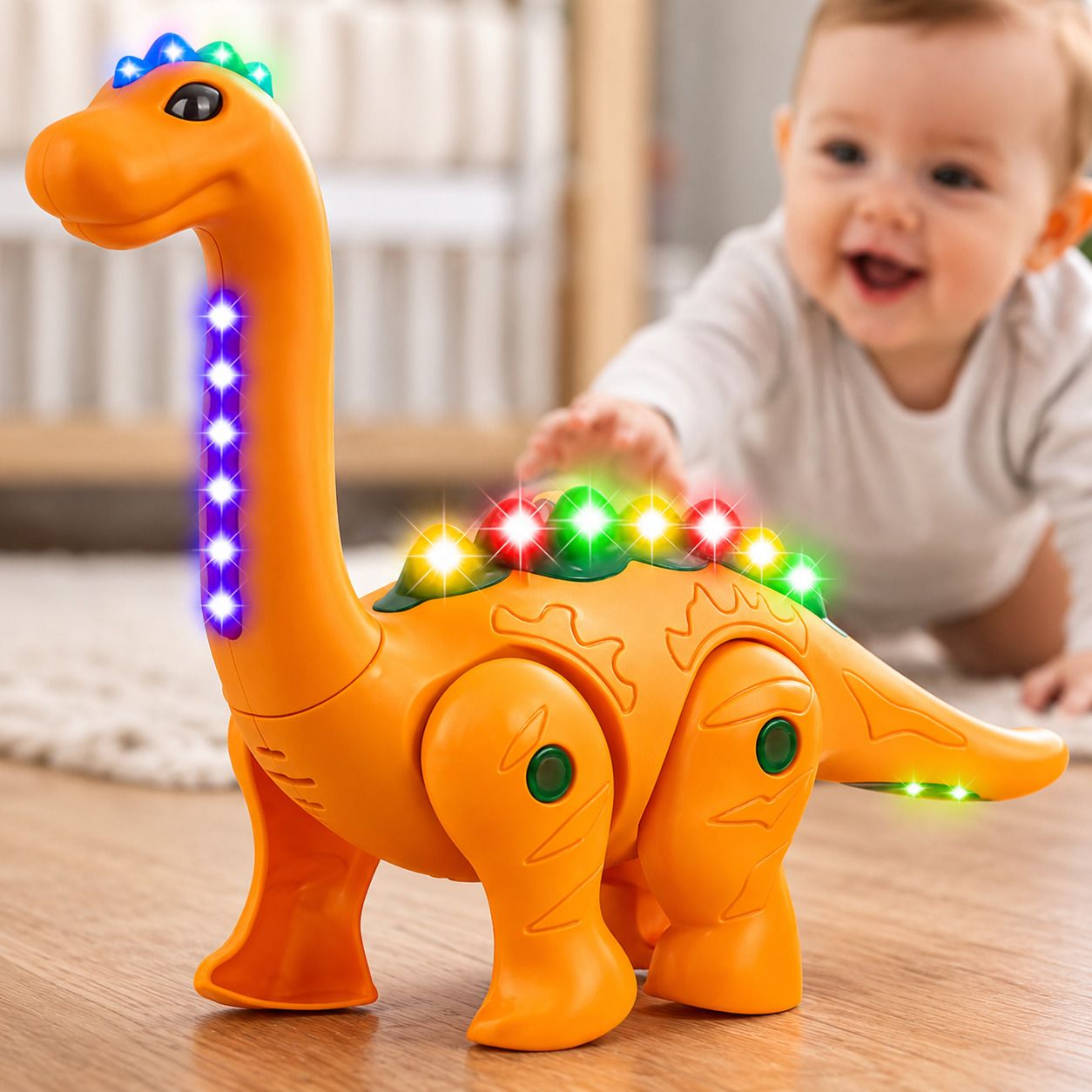 kidzfun Musical Walking Dinosaur Toy with LED Lights for Toddlers (RANDOM COLOR)-picture-39