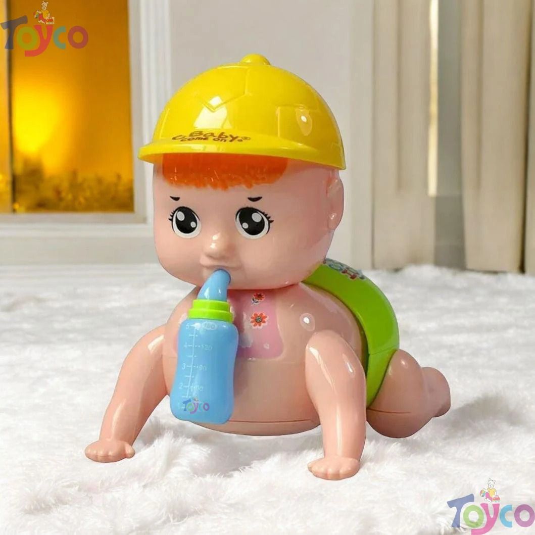 Naughty Cute Crawling Baby Toy with Music And 3D Lights for Infants, Kids