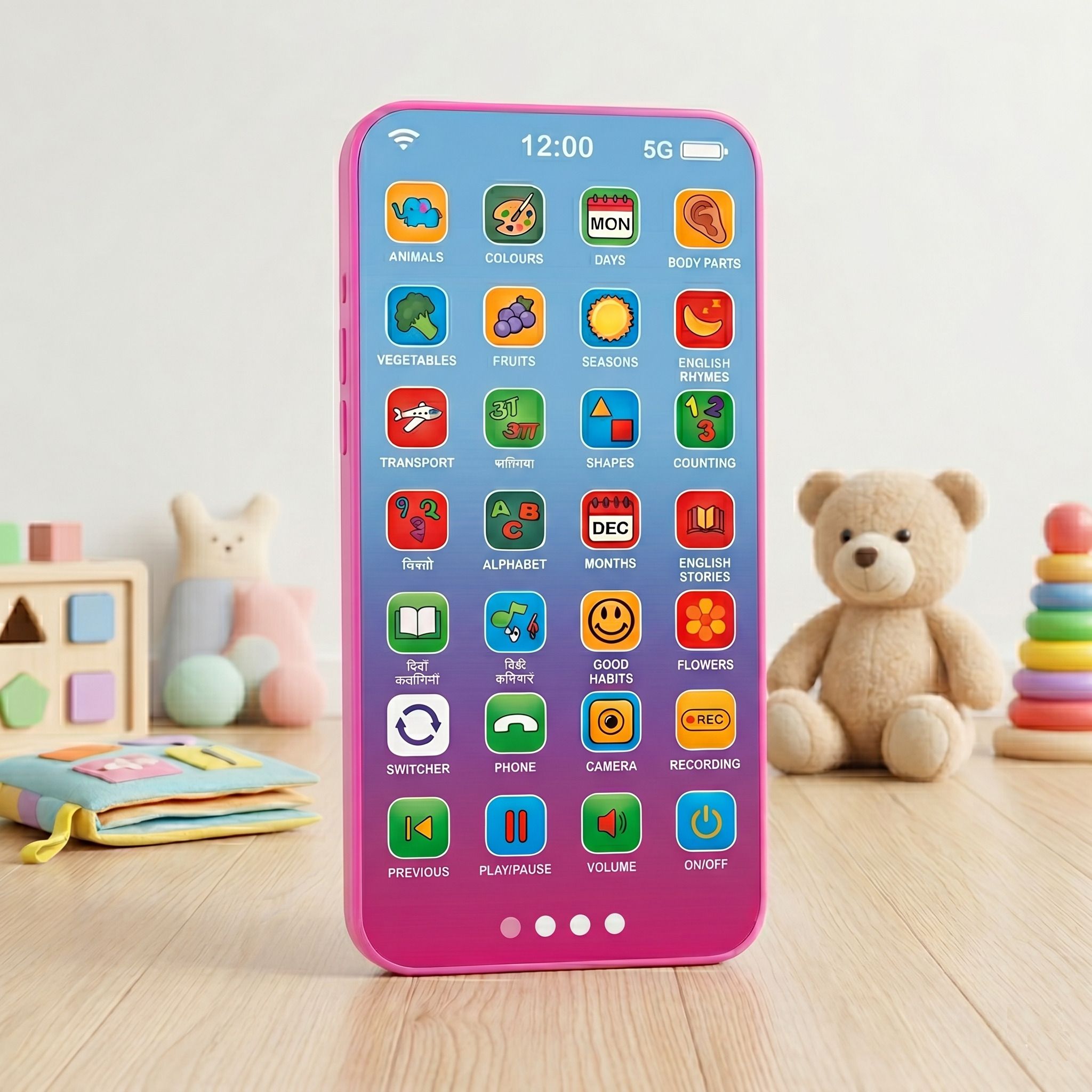 Educational Smart Phone - 28 Functions Multi-Language Rechargeable Toy for Kids-image-23