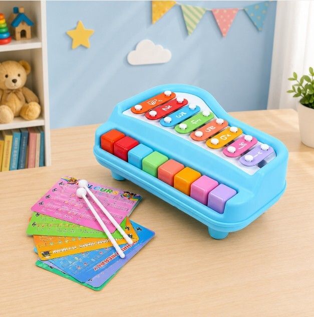 Musical Keyboard Piano Toy with Learning Cards and Drumsticks for Kids-image-19