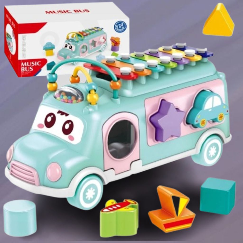 kidsdreams Musical Learning Activity Bus with Colorful Shape Recognition Game-picture-13