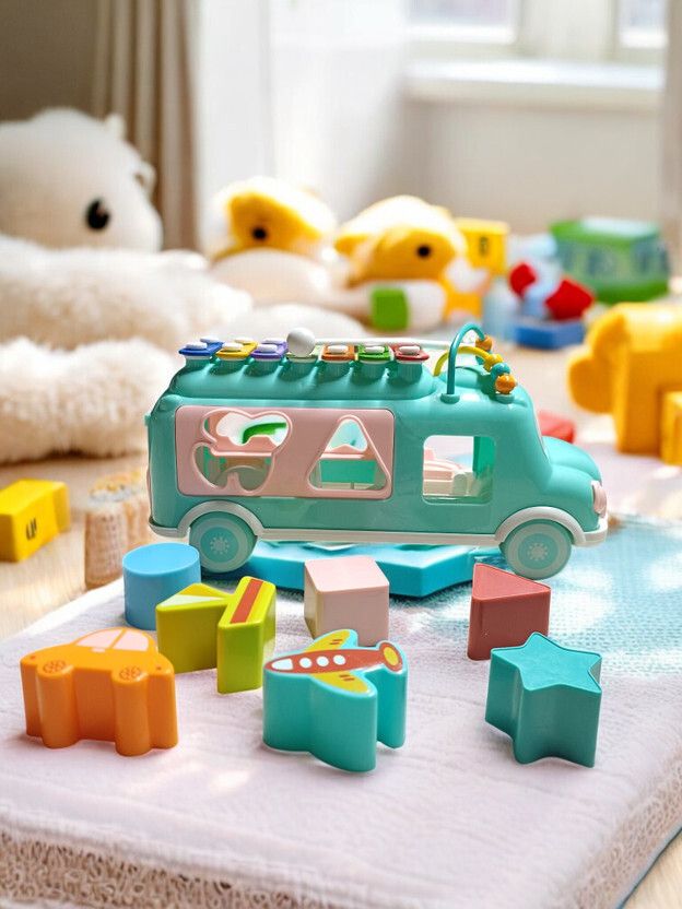 pepstter Educational Shape Sorter Learning Bus Toy for Toddlers Color Matching Skills-picture-4