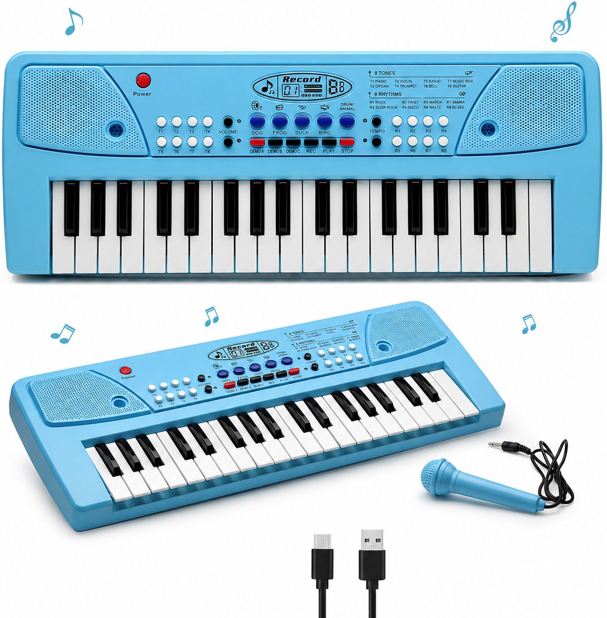 jericos 37 Key Piano Keyboard for Kids with Mic & Power Option (Blue)-picture-26