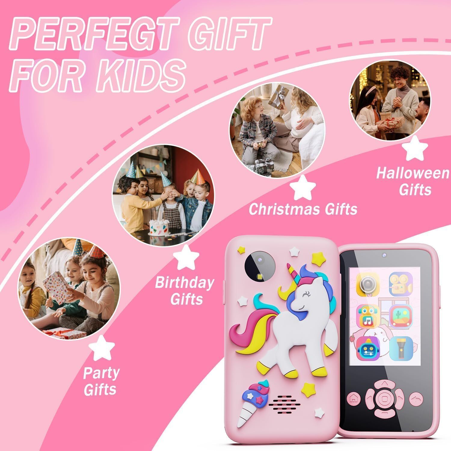 kidzelo Smart Unicorn Educational Learning Phone, Music, Camera, Flashlight For Kids.-picture-25