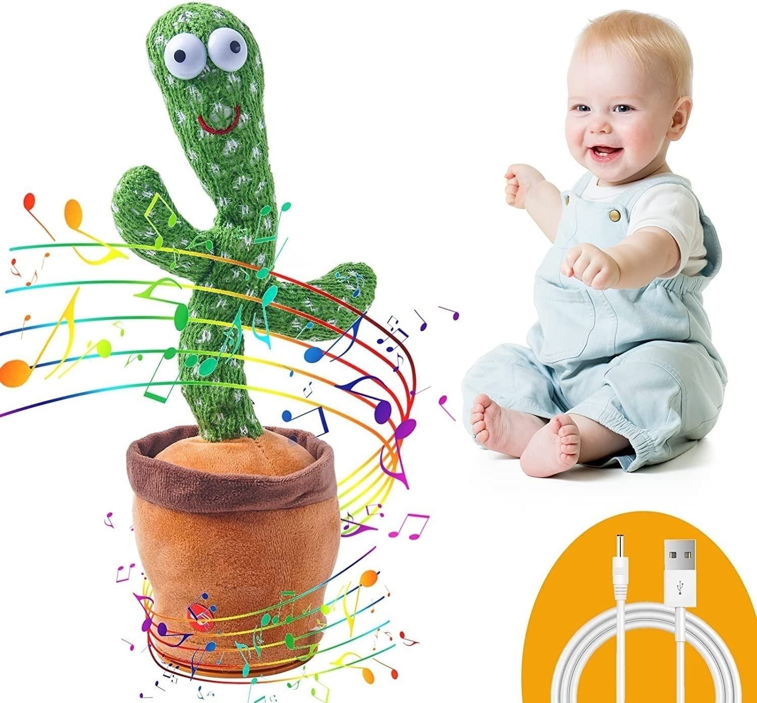 Cactus Toy for Baby, USB Rechargeable Dancing Speaking Copy Cactus Toy for Kids-image-33