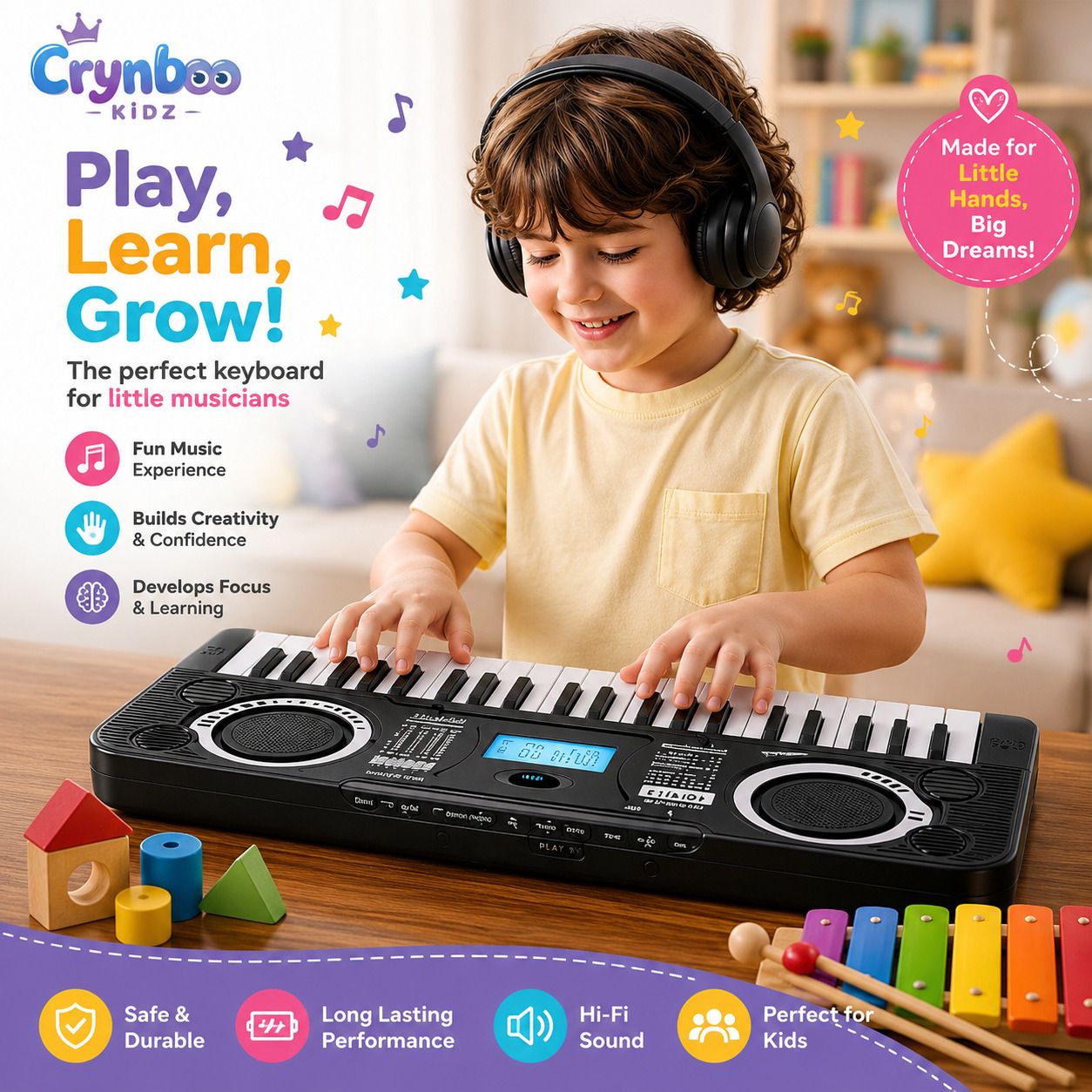 crynboo kidz 37 Keys Musical Keyboard Piano Toy for Kids Learning Fun-picture-39