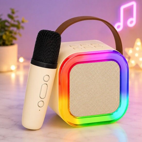 niyamat Portable Wireless Karaoke Speaker with Microphone RGB LED Lights for Kids-picture-40