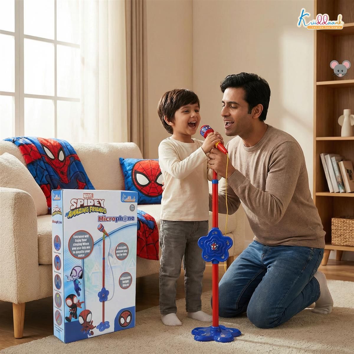 avengers Spider Theme Karaoke Mic Toy for Kids with Flashing Lights-picture-18