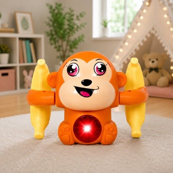 niyamat Musical Monkey Rotating Toy with LED Lights and Spinning Propellers-picture-34