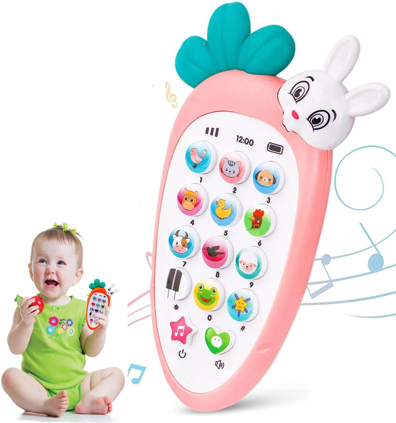 Radish Style Cute Rabbit Face CellPhone Toy for Kids Musical Mobile Toy for Kids-image-19