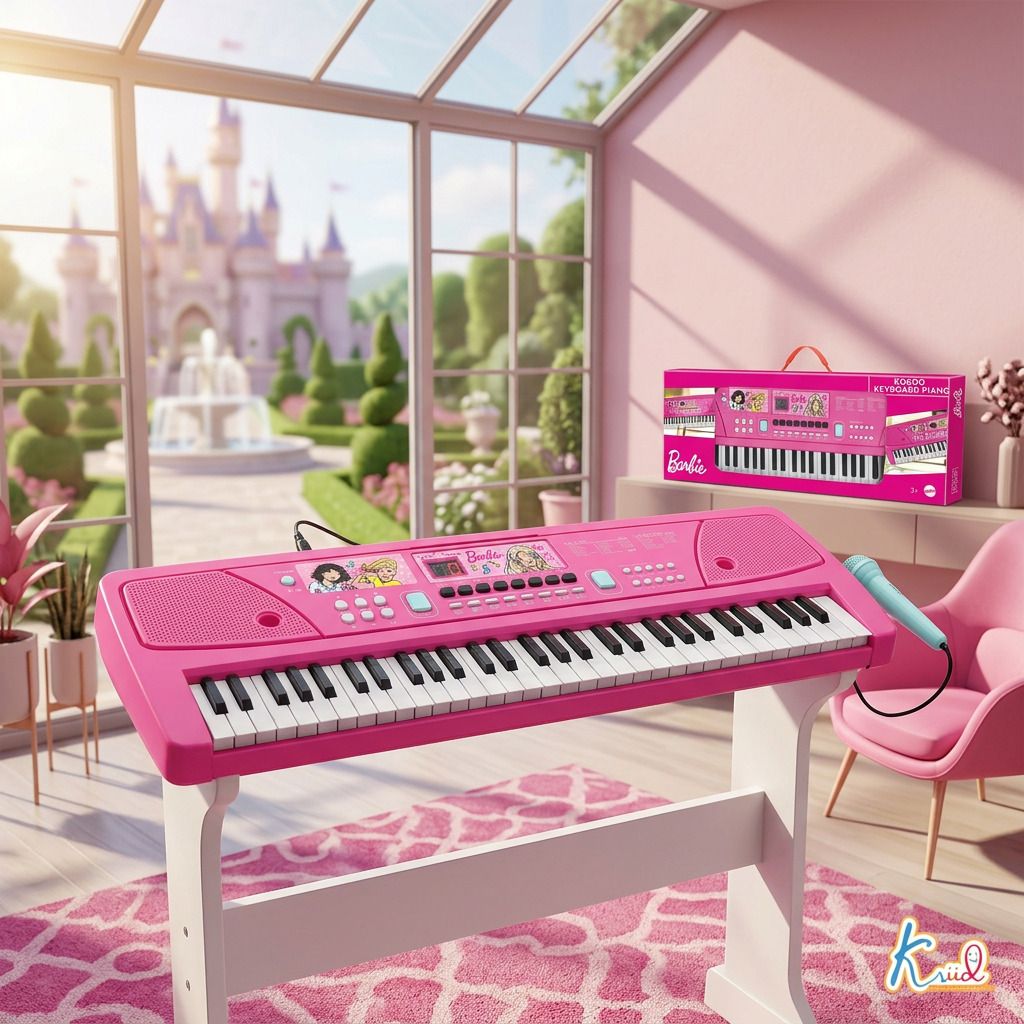 barbie Electronic Keyboard Piano with 61 Keys and Microphone for Music Loving Kids-picture-31