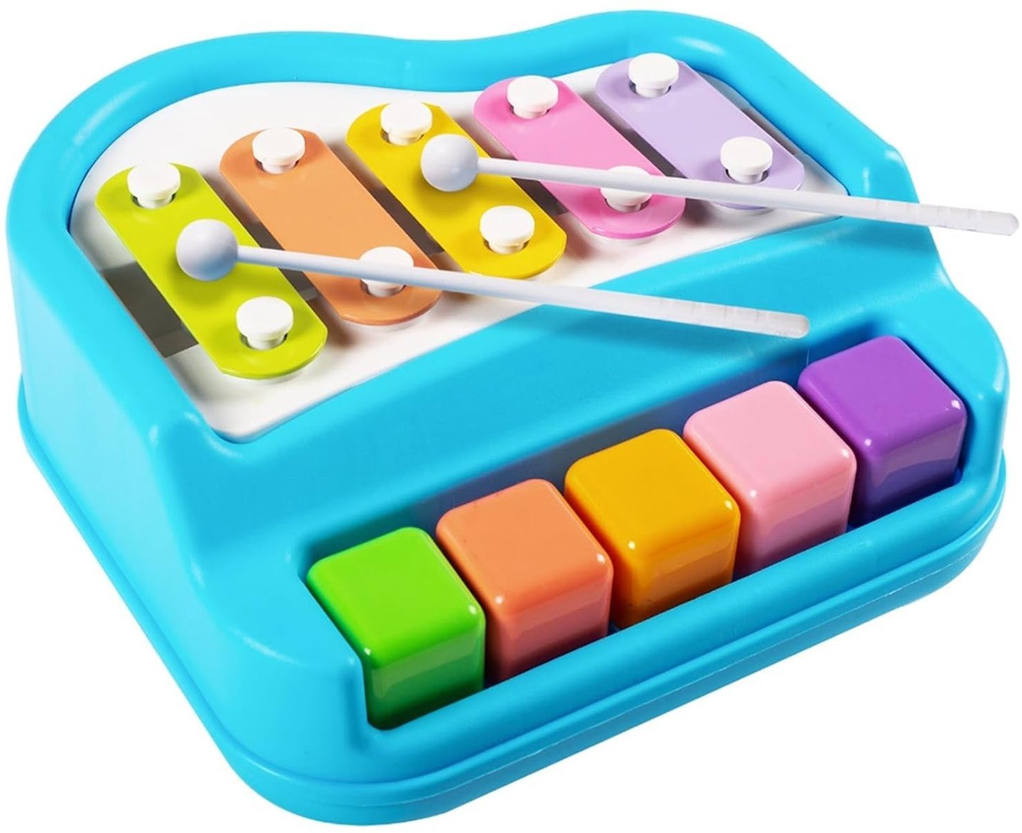 2-in-1 Piano Xylophone for Kids – 5 Key Musical Toy with Mallets, Multicolor(A5)-image-17