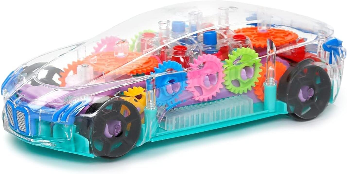 wonder Toys Concept Racing Gear Car - Transparent Bump & Go with 360° Lights Music-picture-0