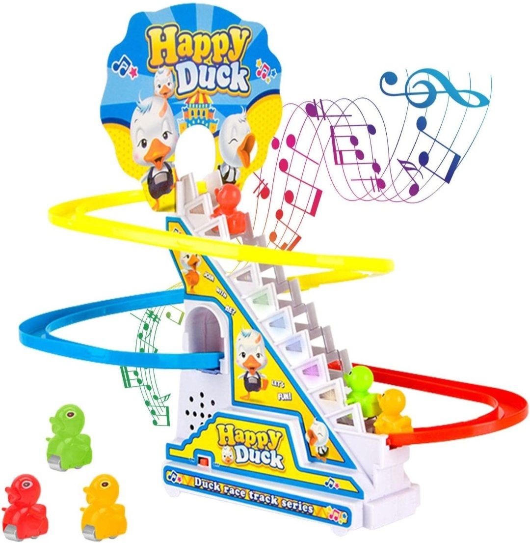 Duck Slide Stair-Climbing Ducklings Race Track Set Escalator Toy Music and Light-image-48
