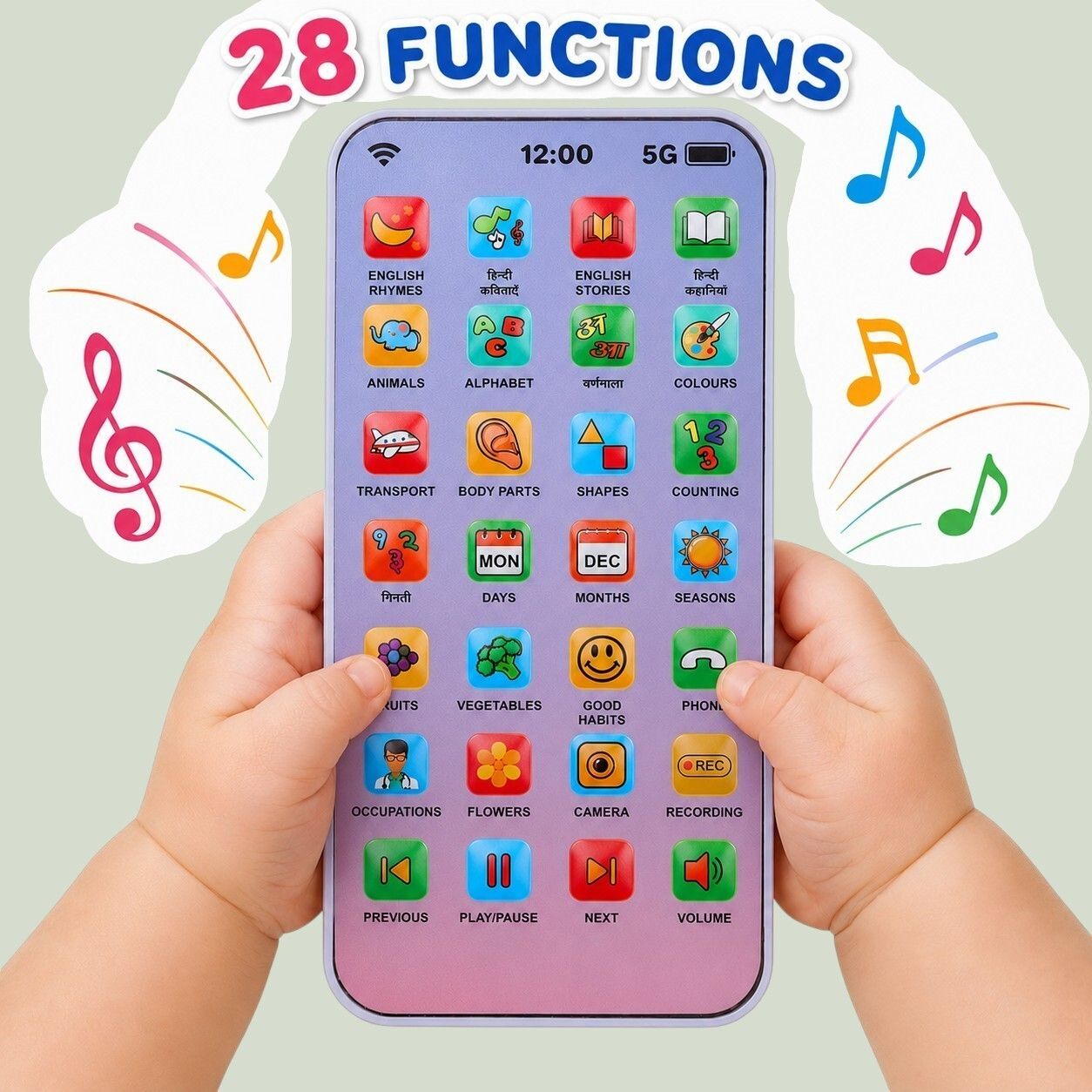 maa momai toys Smart Baby Phone Toy with Rhymes Stories and Learning Modes-picture-25