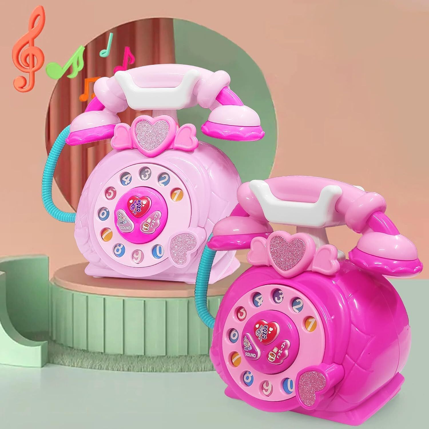 Pink Classic Telephone Toy Smart Phone With Light And Music For Children-image-44