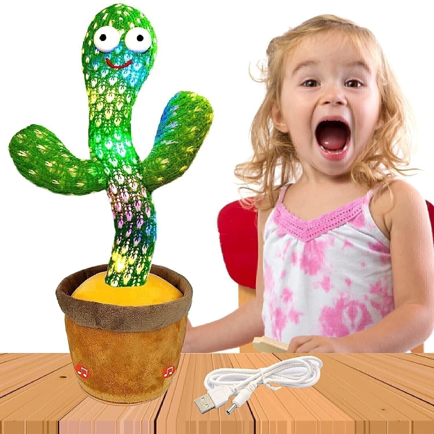 Dancing Cactus Repeats What You Say,Electronic Plush Toy with Lighting,Singing Cactus Recording and Repeat Your Words for Education Toys