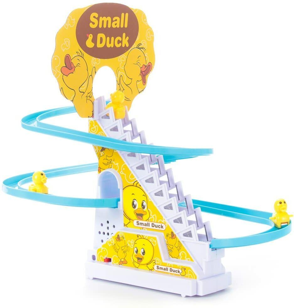 Duck Automatic Stair-Climbing Cartoon Race Track Set with Lights and Music
