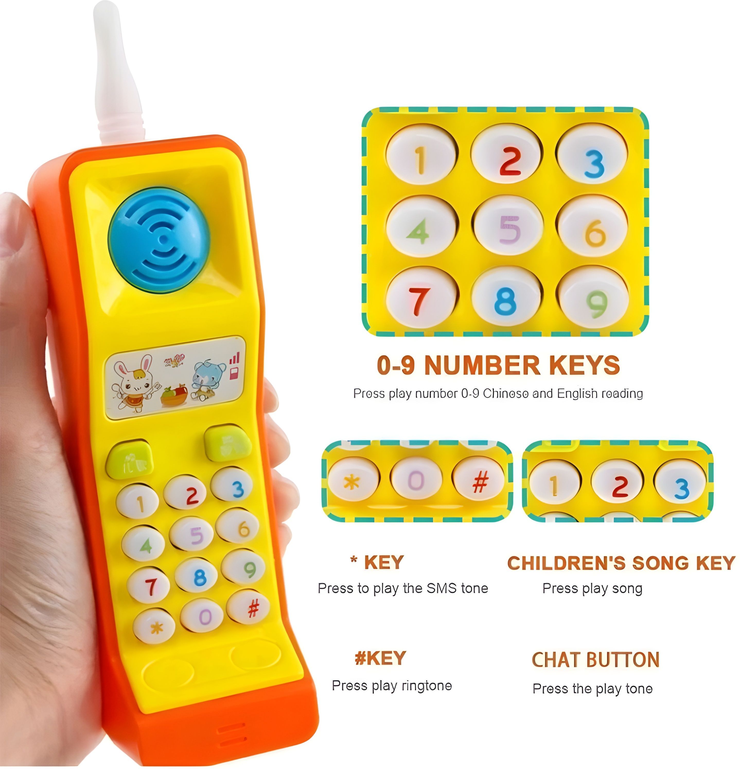 Baby Smiles Smart Phone Cordless Mobile Baby Funny Phone Toy Light Music Kids