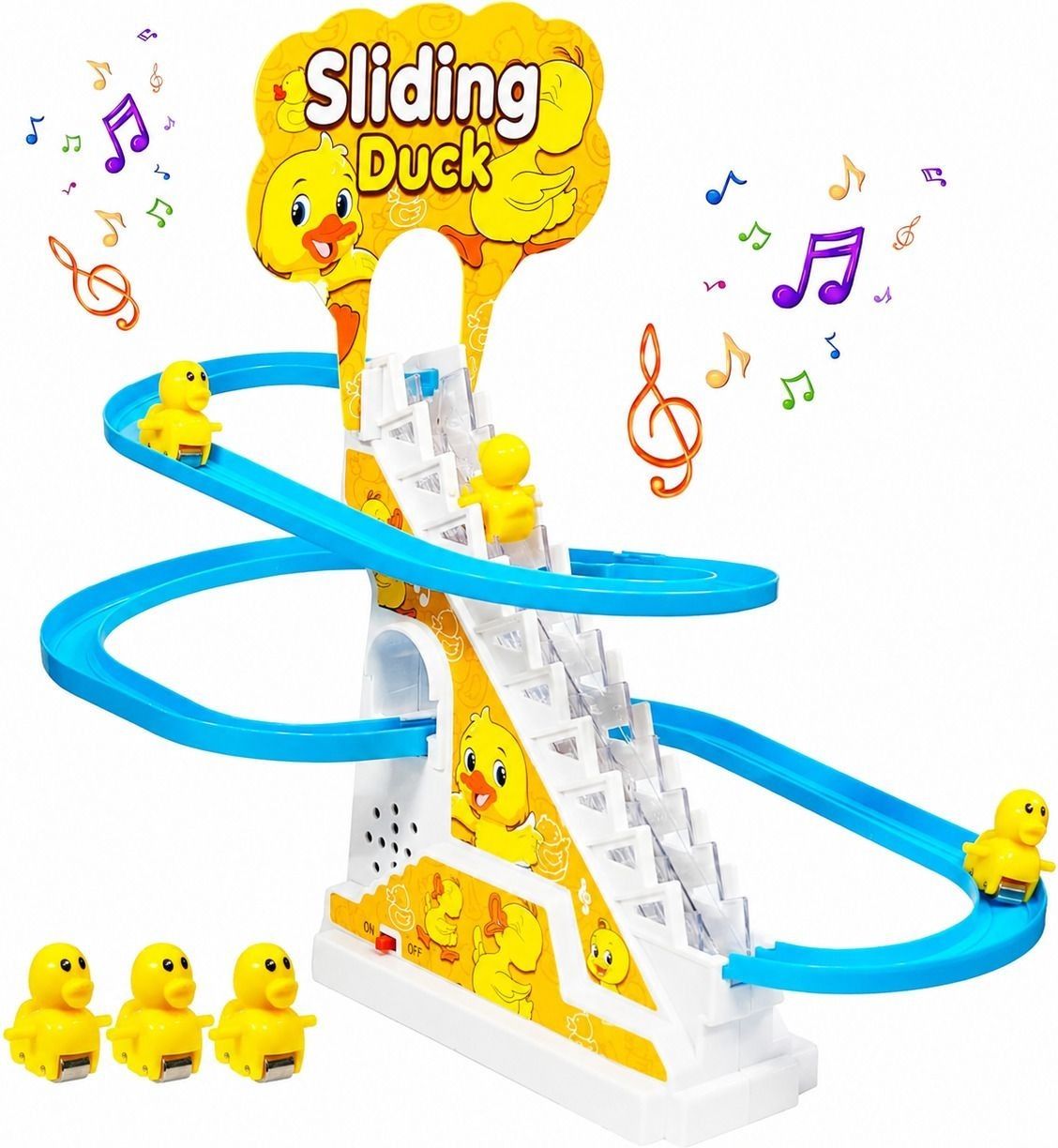 Happy Duck Track Set Toys for Kids Climbing Stairs Dancing Duck Slide Toy .-image-40