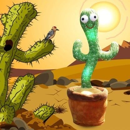 ™Battery Operated Dancing Cactus Soft Toy for Kids Musical Recording Toy (Gree-image-0