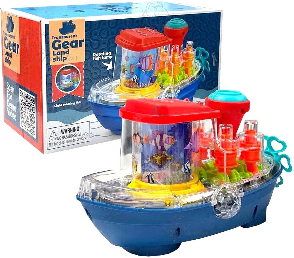 quasar Transparent Gear Concept Boat Ship Toy Mechanical Light Sound 360 D Rotating-picture-9