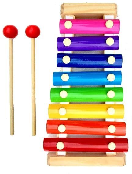 Colorful Wooden 8-Key Xylophone Musical Toy for Kids with Mallets