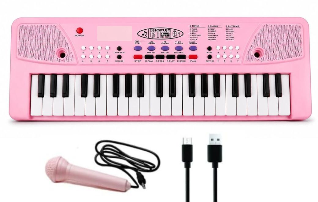37-Key Kids Piano Toy | Recording, Demo Songs, USB & Microphone | Pink-image-33