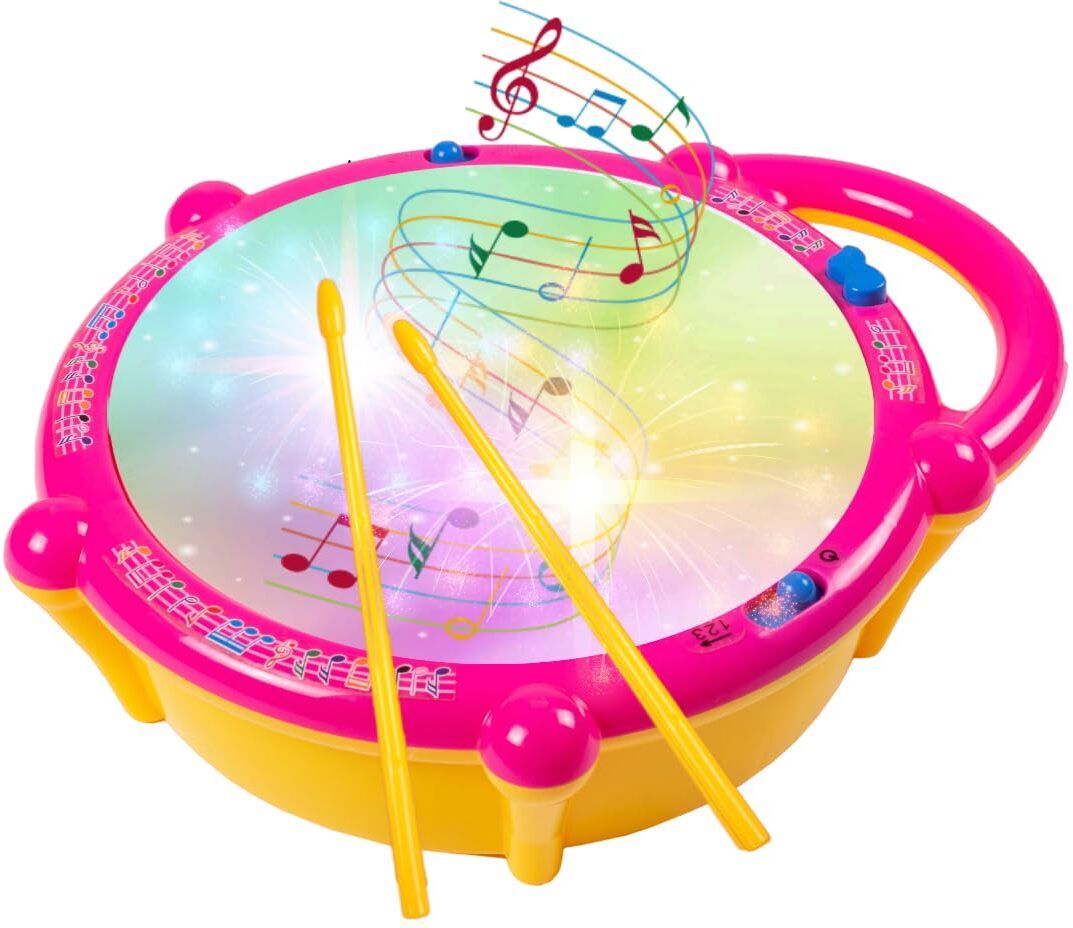Flash Drum Toy with 5 Visual 3D Lights, Music, 3 Game Modes for Kids-image-14