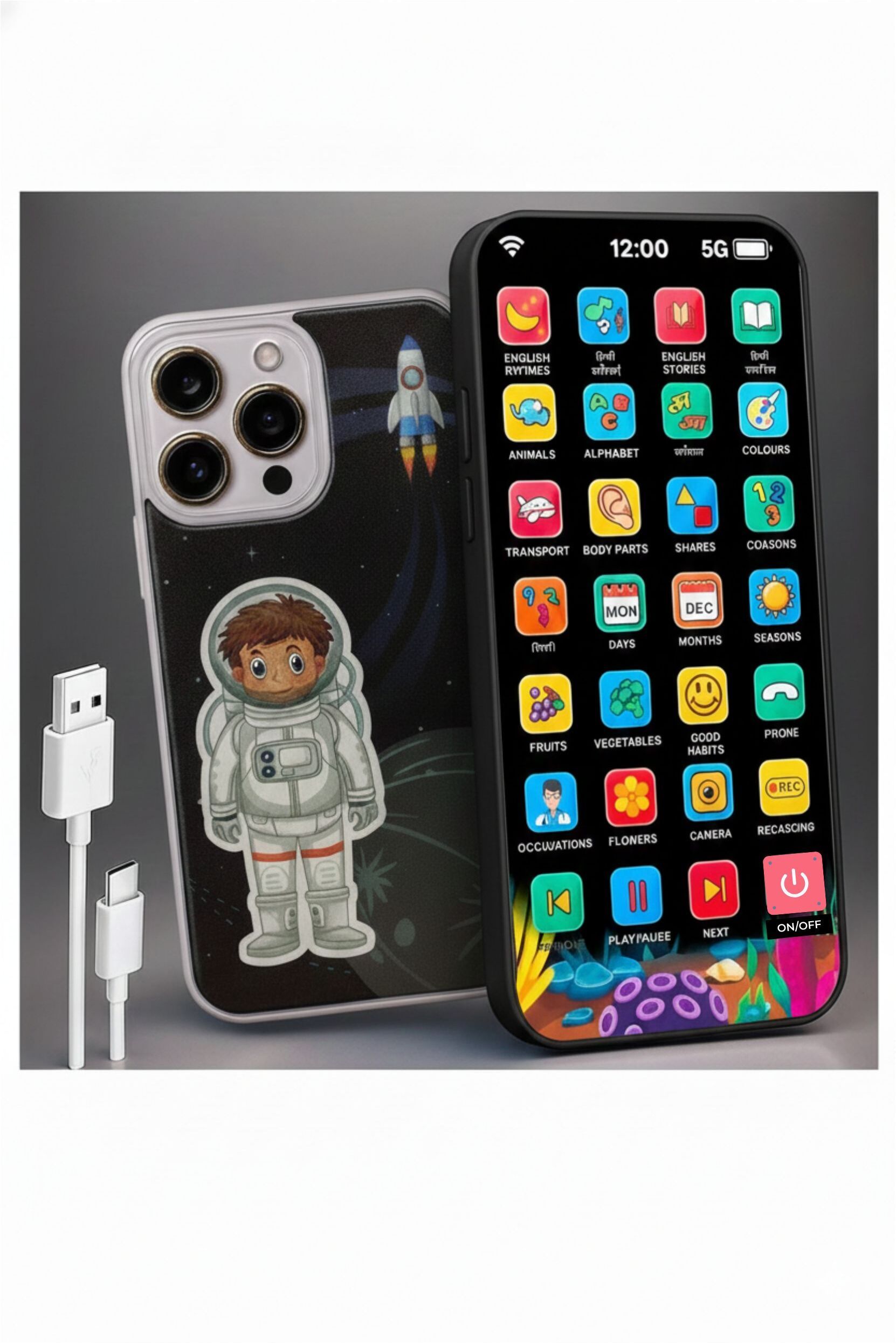yuiop - Educational Phone Rechargeable Musical Toy - 28 Functions in English & Hindi-picture-42