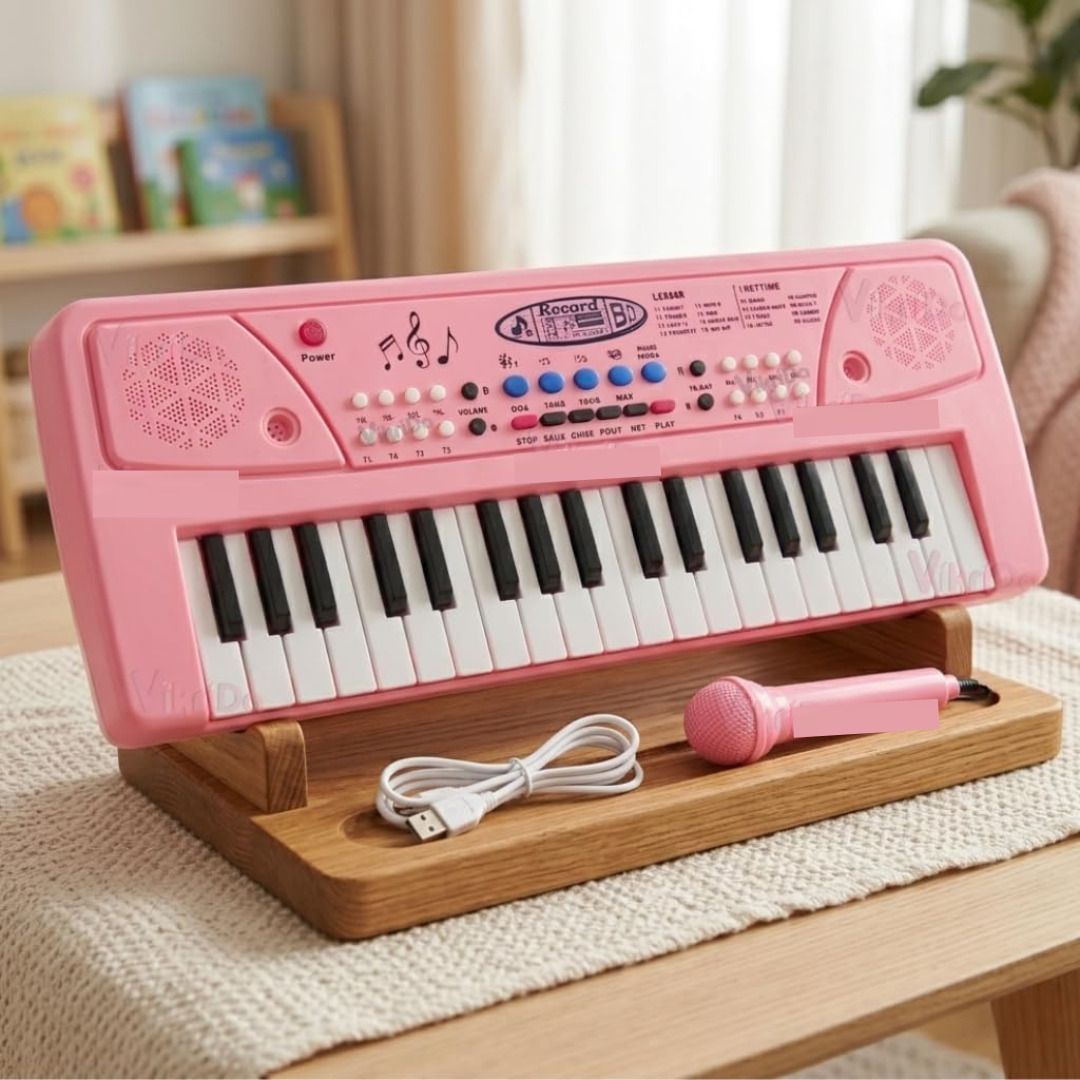 jericos Kids Play 37 Keys Pink Piano With Power Option, Microphone & Recording Function-picture-37