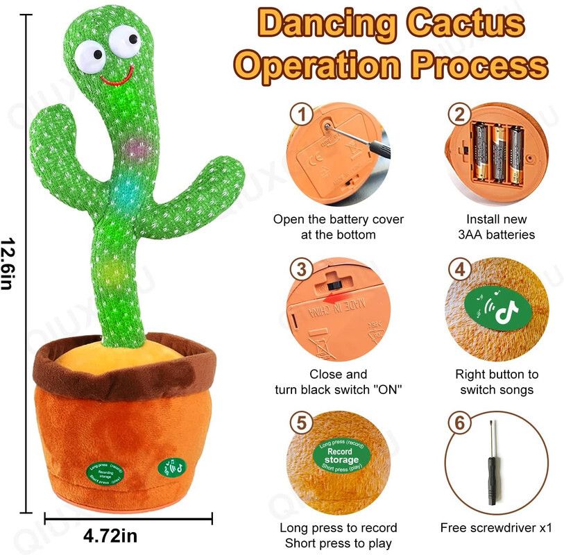 haulsale Dancing Talking Cactus Plush Toy, Wriggle, Singing, Repeats What You Say-1117-picture-18