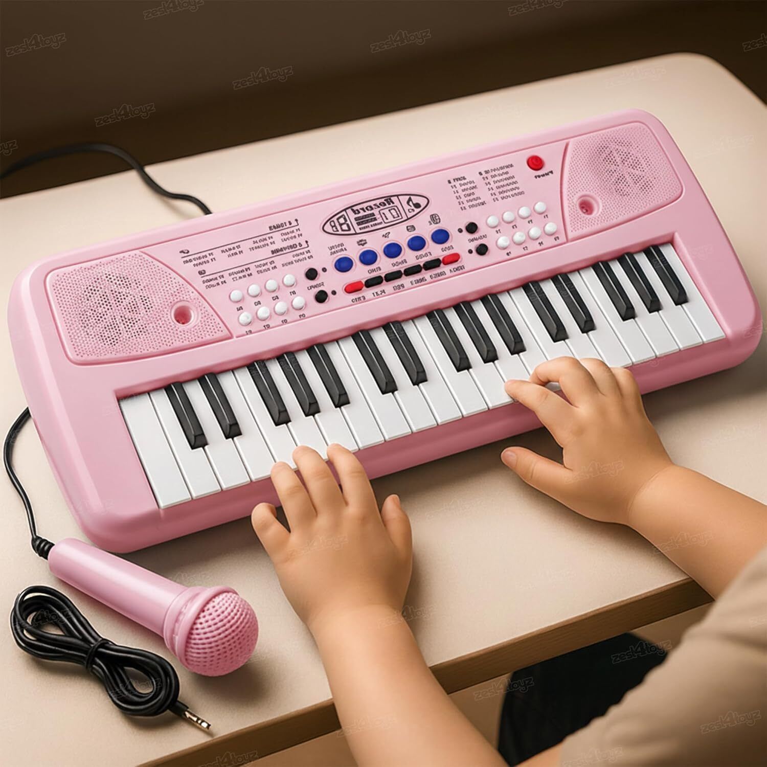 jericos 37-Key Learning Piano Keyboard with Mic for Boys & Girls, Pink-picture-35