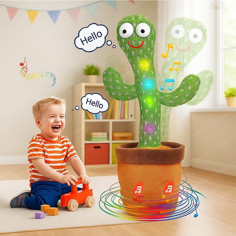 Dancing Cactus Toy with Music LED Lights Talking Plush Toy for Kids-image-18