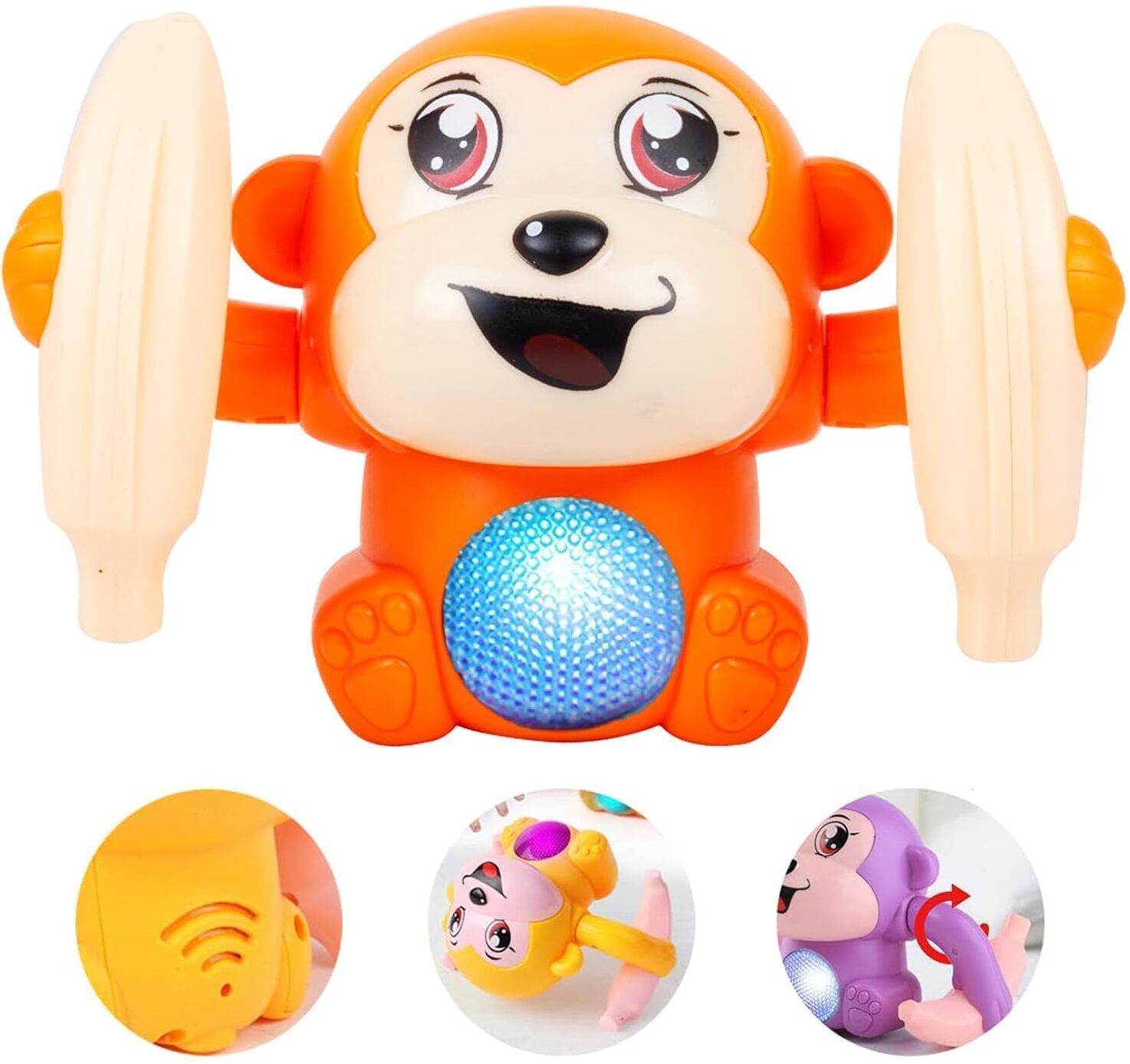 Tumbling Rolling crawling Monkey Toy with Music & Auto-Flip Toy