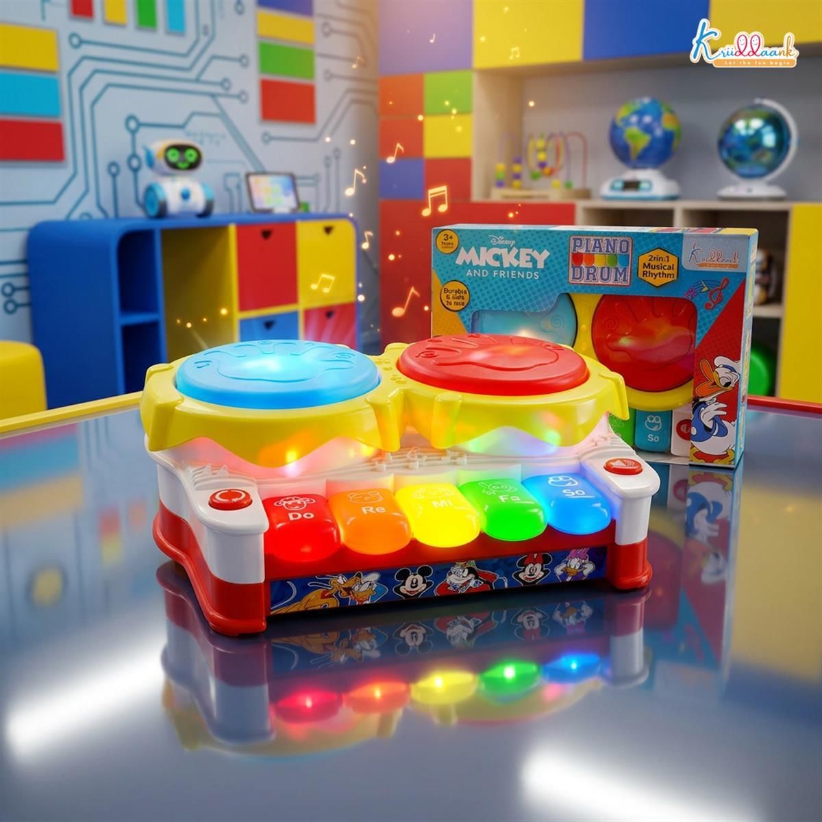 Piano Drum Mickey 2-in-1 Musical Rhythm Toy for Kids-image-4
