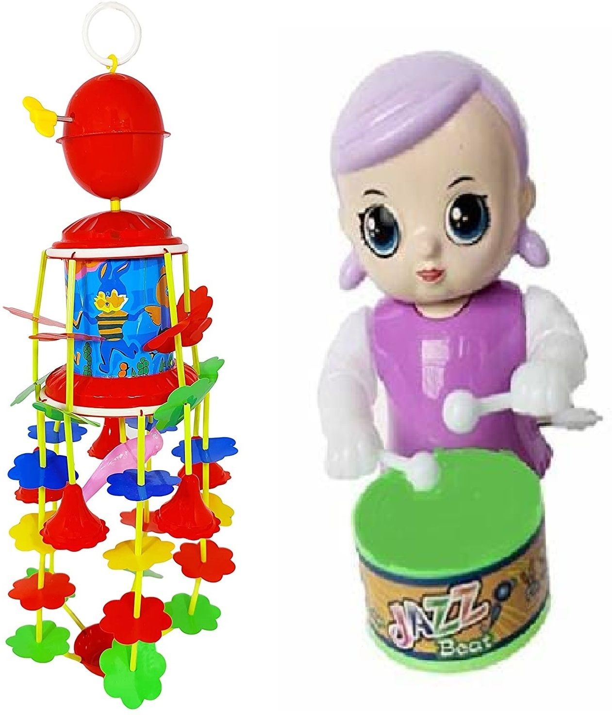 Blue Baby Musical Merry Go Round Toy (Jhoomer) Soothing Sound with Drummer Toys Rattle