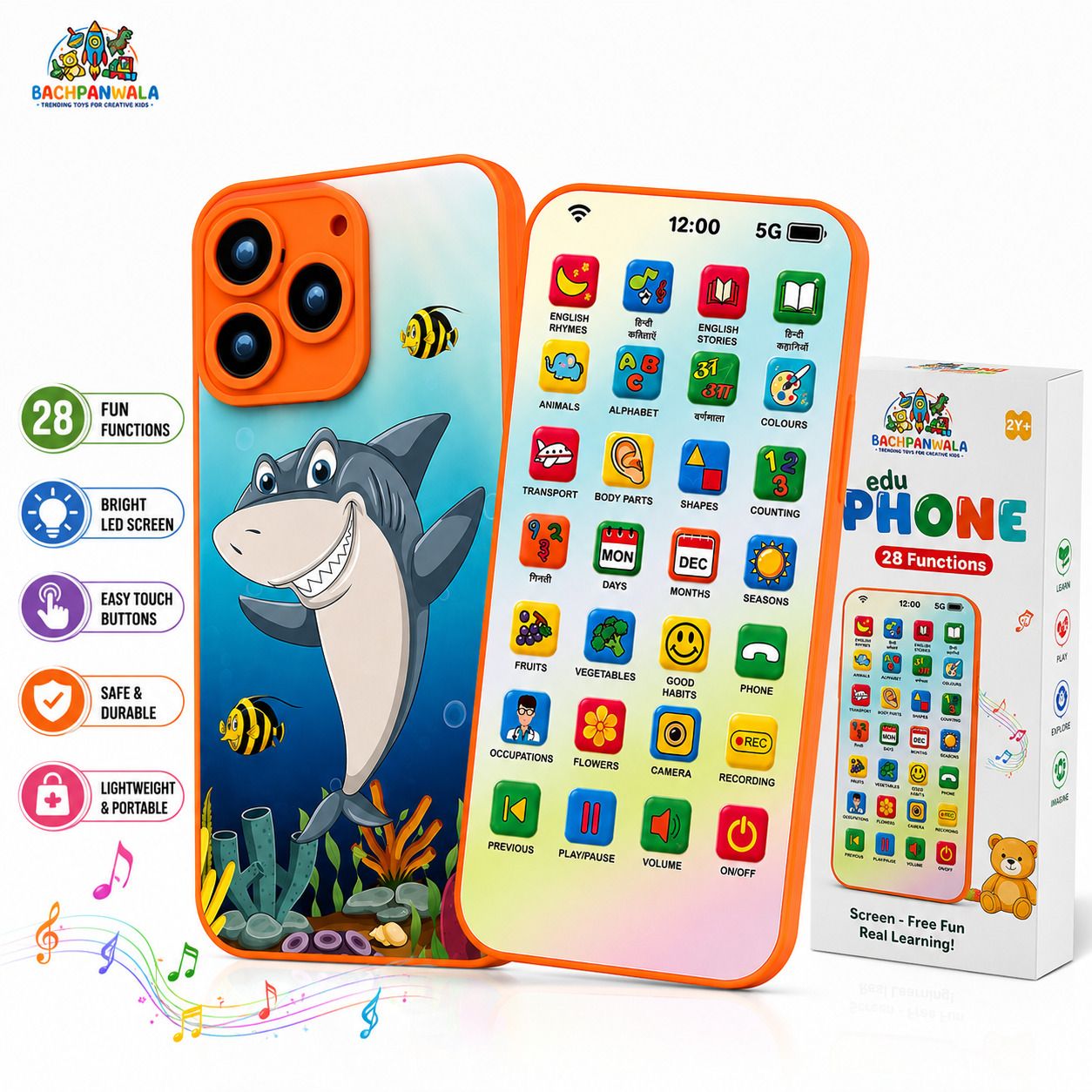 Educational Phone Toy for 2-12 Years Kids Rechargeable 24 Modes Music Functions-image-39